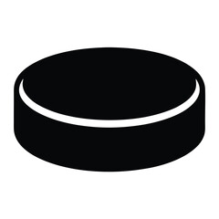 A simple black and white illustration of an ice hockey puck
