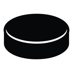 A simple black and white graphic depiction of an ice hockey puck