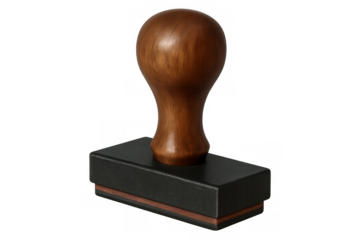 Wooden handle rubber stamp for official approval