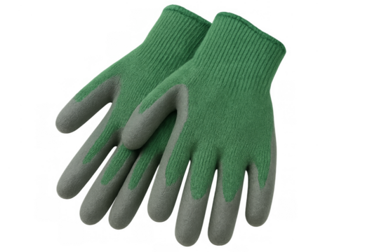 Green gardening work gloves offering hand protection