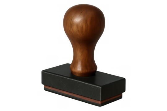 Wooden handle rubber stamp for official approval