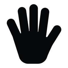 Black silhouette of an open human hand on a white background