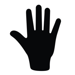 Obraz premium Black silhouette of a hand with open palm and five fingers spread