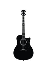 Naklejka premium Vector illustration of black silhouette of an acoustic guitar