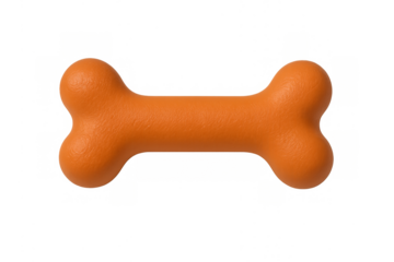 Orange plastic dog bone chew toy for pets
