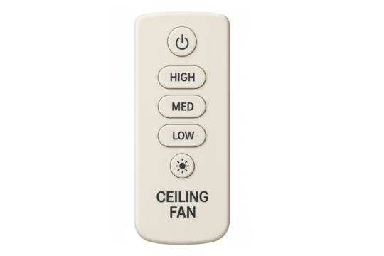 Ceiling fan remote control managing speed and lighting