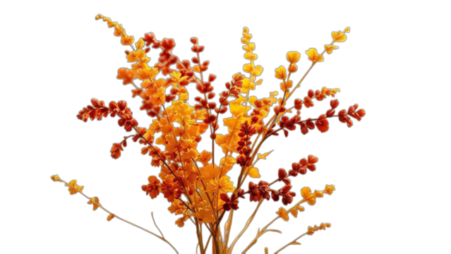 Isolated vector illustration of autumn tree leaves in orange and fall colors isolated on white background for nature decoration design