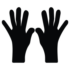 Silhouette of Two Hands with Fingers Spreading Upward on White Background