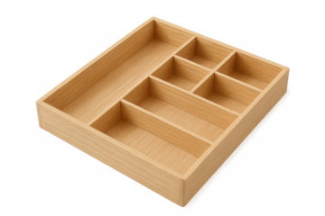 Wooden drawer organizer insert with multiple compartments