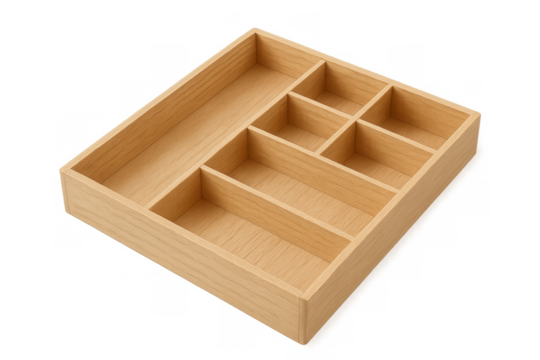 Wooden drawer organizer insert with multiple compartments