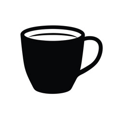 A simple black and white illustration of a coffee or tea cup