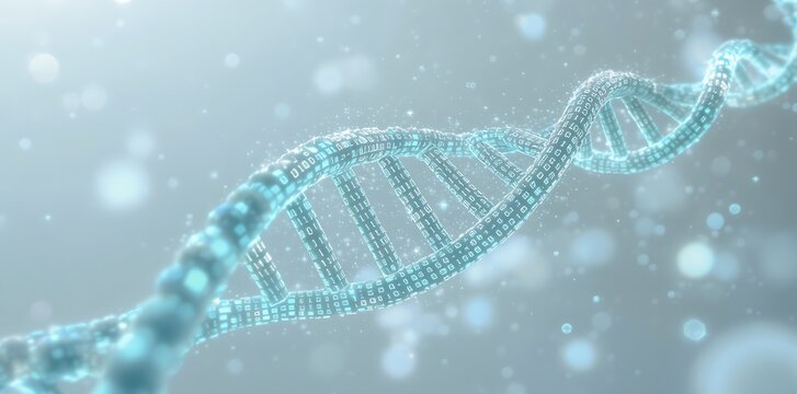 Binary code within a DNA strand on white