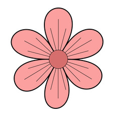 Simple Pink Flower Illustration on White Background