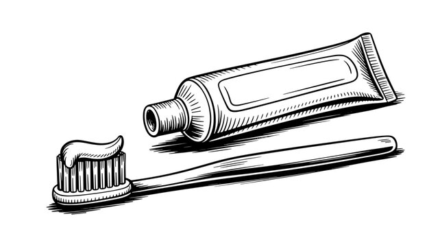 a toothbrush with toothpaste on its bristles beside a tube, symbolizing hygiene, freshness, and daily care.