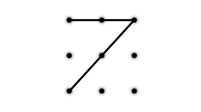 Security lock and unlock pattern icon animation. Lock to pattern icon showing a secure unlock motion animation. Draw pattern unlock animation. abstract Security technology on white background.