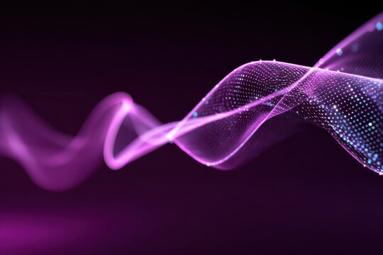 Abstract wallpaper with neon wave mesh in purple