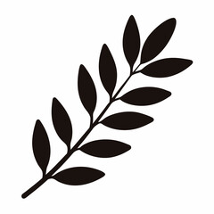 Simple black branch with leaves, a minimalistic and elegant botanical design