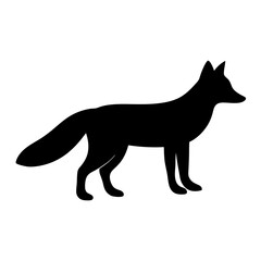 Silhouette of a Fox Standing on a White Background, Facing Right