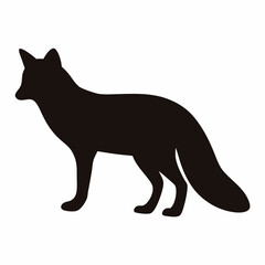 Fox silhouette standing calmly against a bright white background image