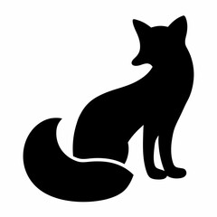 Stylized silhouette of a fox sitting, graphic design element with fluffy tail