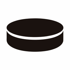 Stylized black ice hockey puck with a white stripe detail art