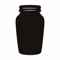 Monochrome Silhouette of a Preserving Jar or a Bottle with Threads