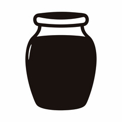 Stylized Black and White Vector Image of a Pot, Jar, or Urn