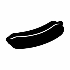 A delicious hot dog illustrated in black silhouette on white background