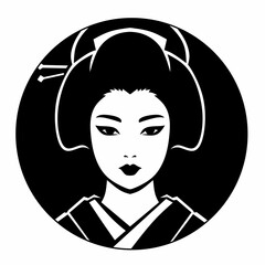 Silhouette geisha icon. Vector illustration