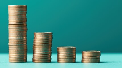 Stacked Coins Bar Chart Representing Budget Categories and Financial Growth Over Time