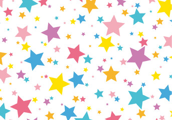 カラフルで可愛い星の模様の背景素材