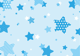 青色のポップな柄の星の背景素材