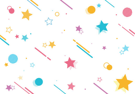 可愛いカラフルな星と図形の背景素材