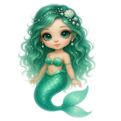 Cute Aqua Green Mermaid PNG