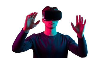 Virtual Reality Innovation Man Future Tech Experience Metaverse Digital Cyberspace Gaming