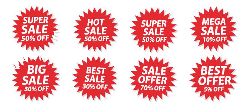 Flat Style Sale and Discount Stickers