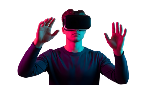 Virtual Reality Innovation Man Future Tech Experience Metaverse Digital Cyberspace Gaming