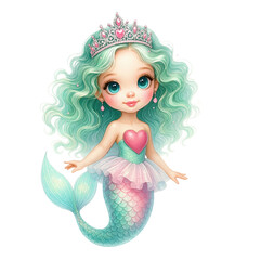 Cute Aqua Green Mermaid PNG