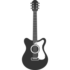 Obraz premium Acoustic Guitar Silhouette With Transparent Background Black And White Vector Art