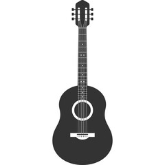 Fototapeta premium Acoustic Guitar Silhouette with Transparent Background Vector Illustration