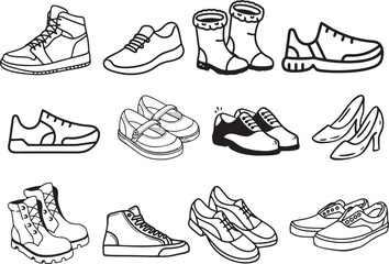 A collection of Shoes model Vector line 