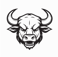 Obraz premium Aggressive Bull Head Mascot Vector Graphic Design on white background