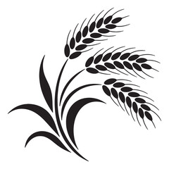 Obraz premium Three Wheat Ears Vector Silhouette - Organic Grain and Harvest Symbol