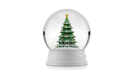 Christmas tree snow globe with falling snow winter