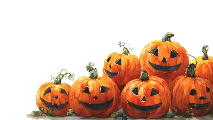 watercolor of halloween pumpkin on transparent background PNG