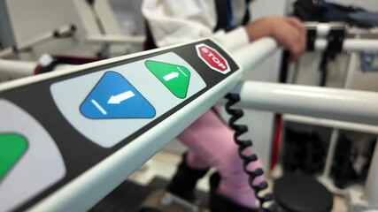 Control panel for exercise equipment in gym - Powered by Adobe