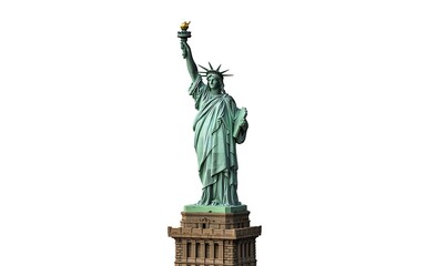 Fototapeta premium Statue of liberty isolated on white background stands tall
