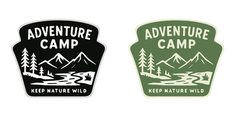 monoline vintage outdoor badge design emblem adventure camp © mister