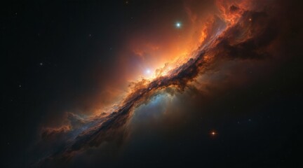 Fiery cosmic cloud illuminates deep space with brilliant hues
