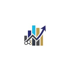 Financial growth chart with upward arrow and scissors motif